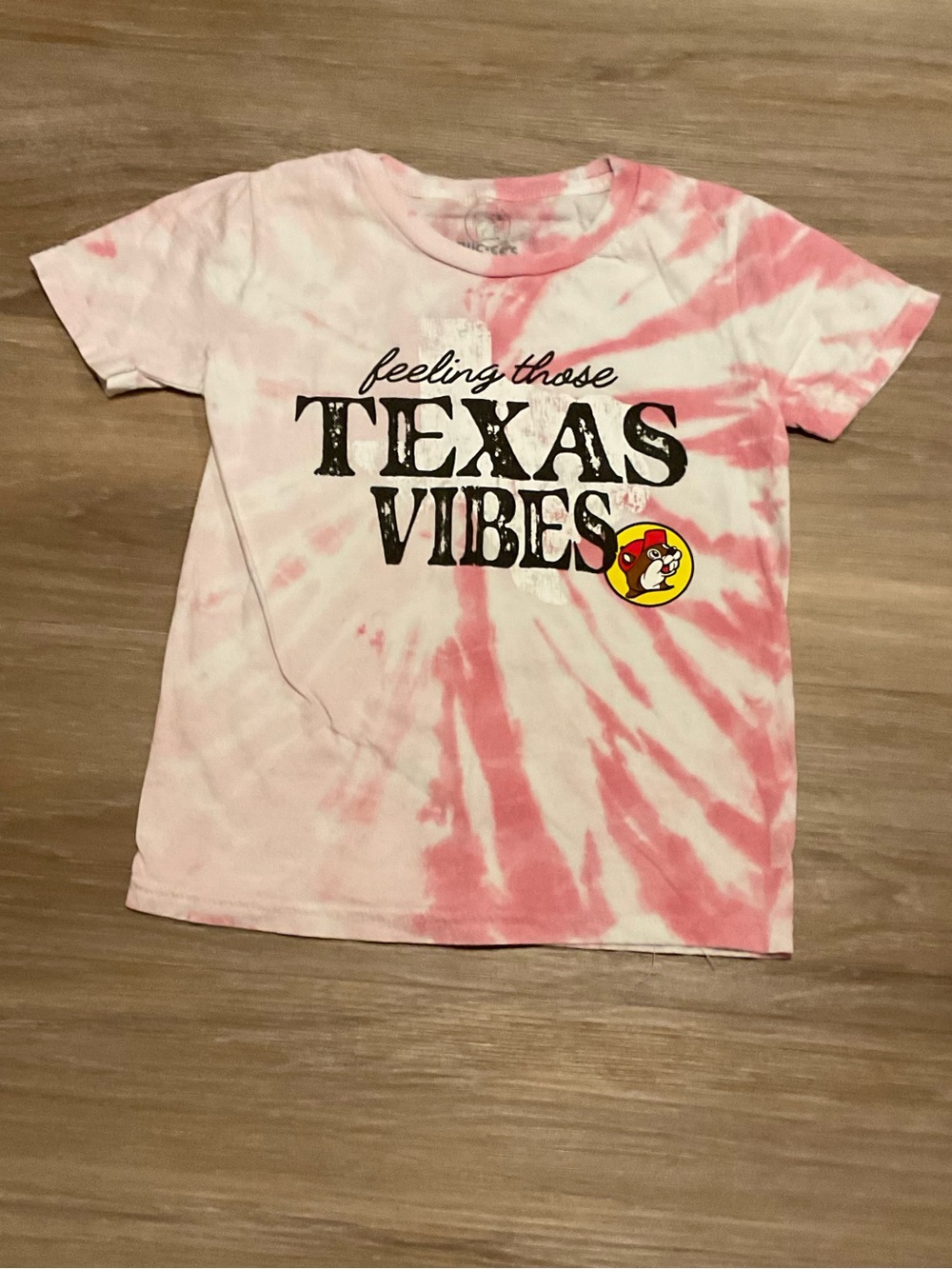 BUC-EES Pink Tie-Dye "Texas Vibes" Kids Short Sleeve Tee